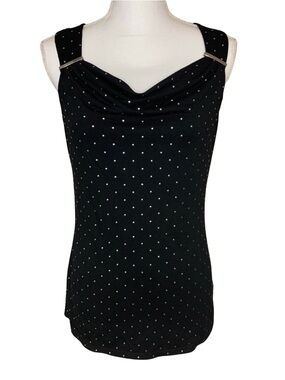 White House Black Market Sleeveless Top Blouse Black Silver Women Small